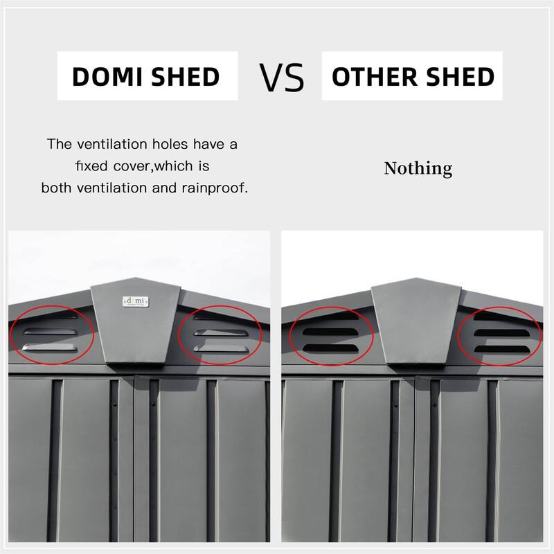 Outdoor Storage Shed 6.5'x 4.2' Galvanized Steel Garden Sheds for Bike - 6.5'x 4.2'