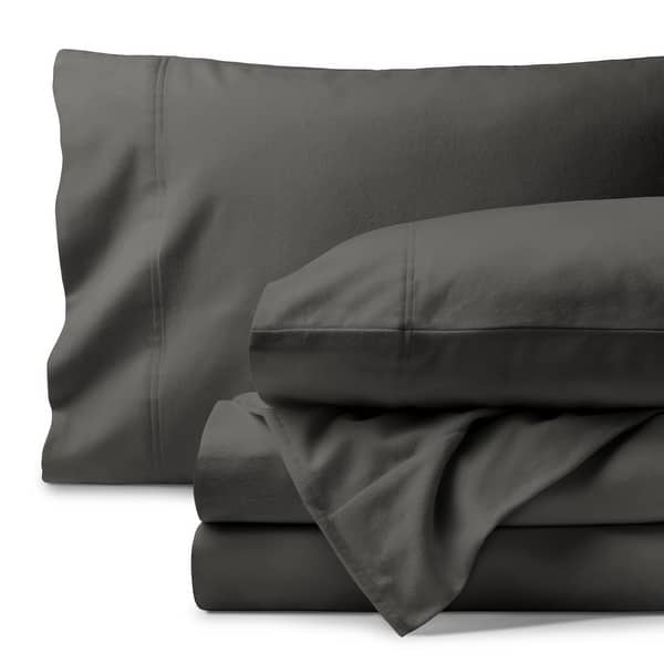 Bare Home Organic Cotton Flannel Sheet Set - Queen - Grey