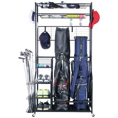 Sport Rack Golf Organzier For Garage With Extra Top Oraganizer - 16.7 in. D X 40.4 in. W X 68.2 in. H