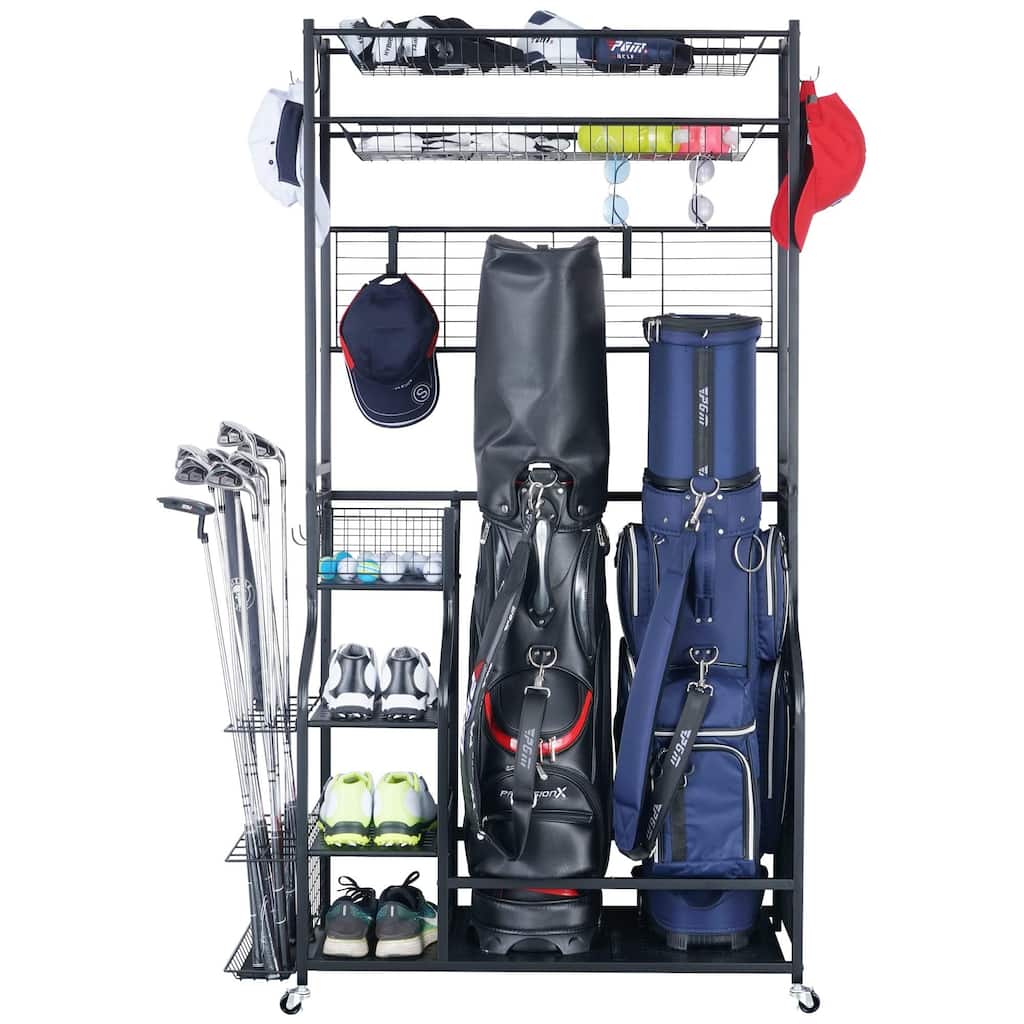 Sport Rack Golf Organzier For Garage With Extra Top Oraganizer - 16.7 in. D X 40.4 in. W X 68.2 in. H