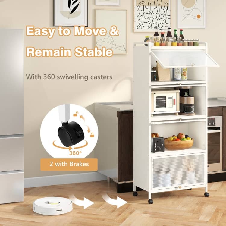 5-Tier Kitchen Baker's Rack with Flip-up PC Doors - 23.5" x 12.5" x 60.5" (L x W x H)