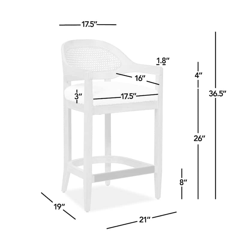Americana Mid-Century Modern Rattan Cane Back Counter and Bar Stool