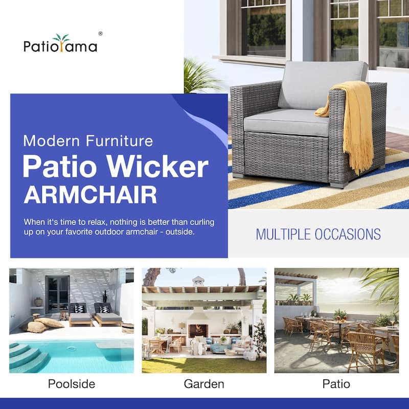 Outdoor Patio Furniture Wicker Single Sofa