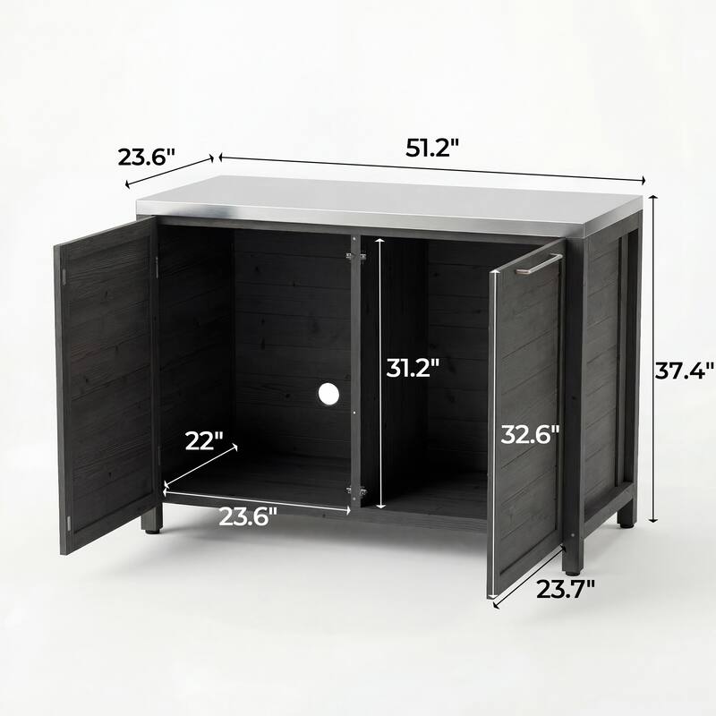 Modular Outdoor Kitchen Island Set, 100% Solid Wood BBQ Cabinet , Patio Kitchen Bar Table