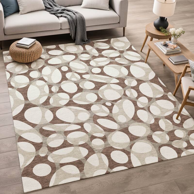 Machine Washable Indoor/ Outdoor Contemporary Saline Chantille Rug