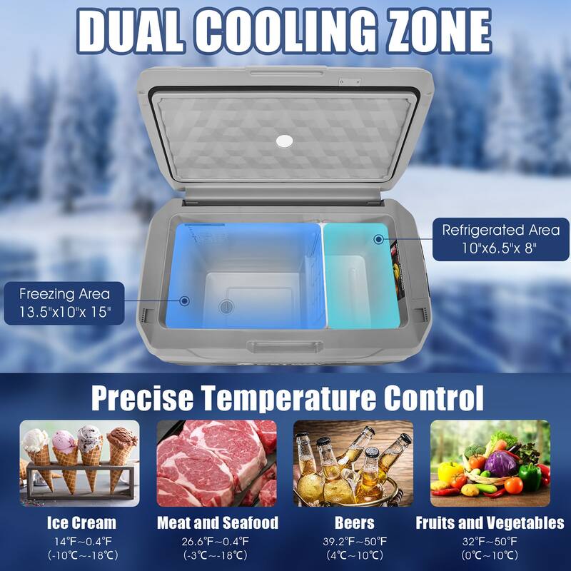 Costway 53 QT Portable Car Refrigerator Dual-Zone Car Cooler for RVs - See details