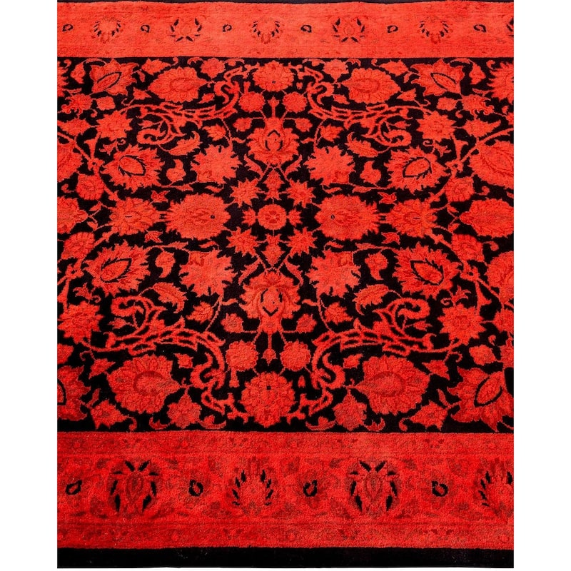 Overton Hand Knotted Wool Vintage Inspired Modern Contemporary Overdyed Orange Area Rug - 3' 2" x 5' 1"