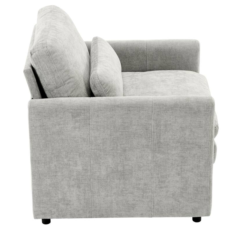 31.9" Oversized Comfy Light Grey Chenille Armchair for Living Room
