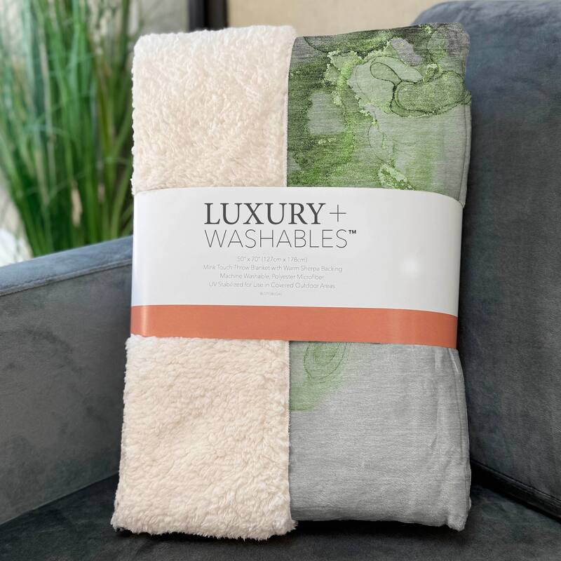 Premium Machine Washable Abstract Contemporary Sherpa Throw Blanket