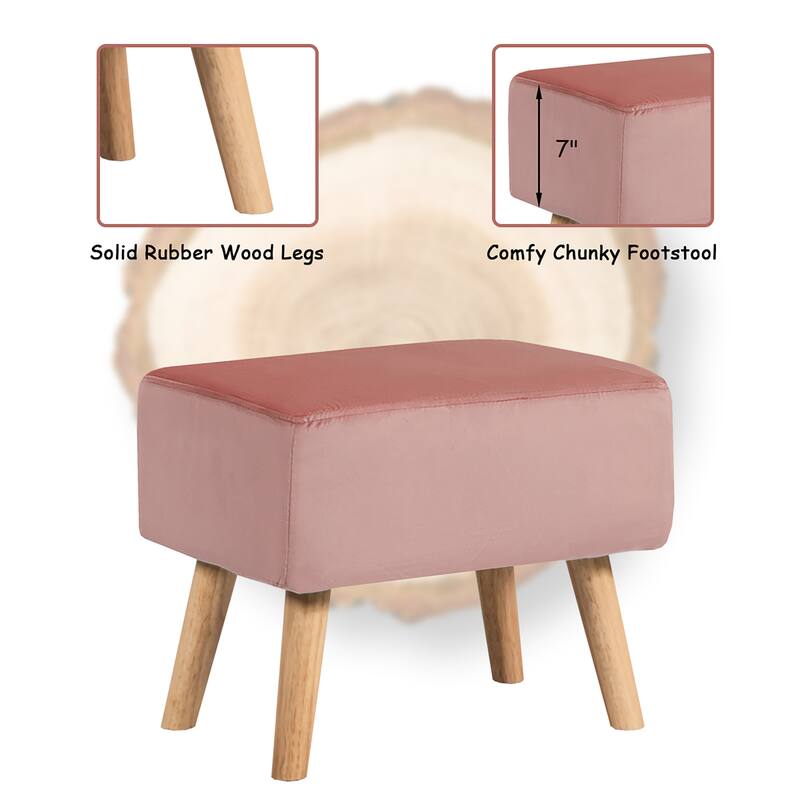 Costway Leisure Chair and Ottoman Thick Padded Velvet Tufted Sofa Set