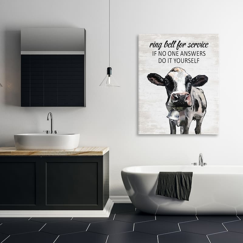 Stupell Laundry Service Cow Canvas Wall Art Design By Lettered and Lined