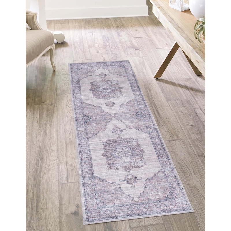 Traditional Shara Collection Area Rug - 2'x7'10" - Ivory-Gray