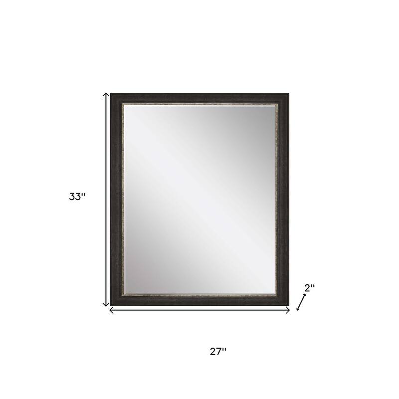 HomeRoots 33" Dark Brown Framed Accent Mirror - 27.00 in. x 33.00 in. x 2.00 in.