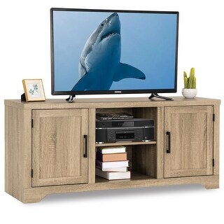 Gymax Rustic TV Stand Entertainment Center Farmhouse Console Storage