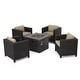 preview thumbnail 46 of 57, Puerta Outdoor 4-piece Wicker Chair Set with Square Firepit by Christopher Knight Home