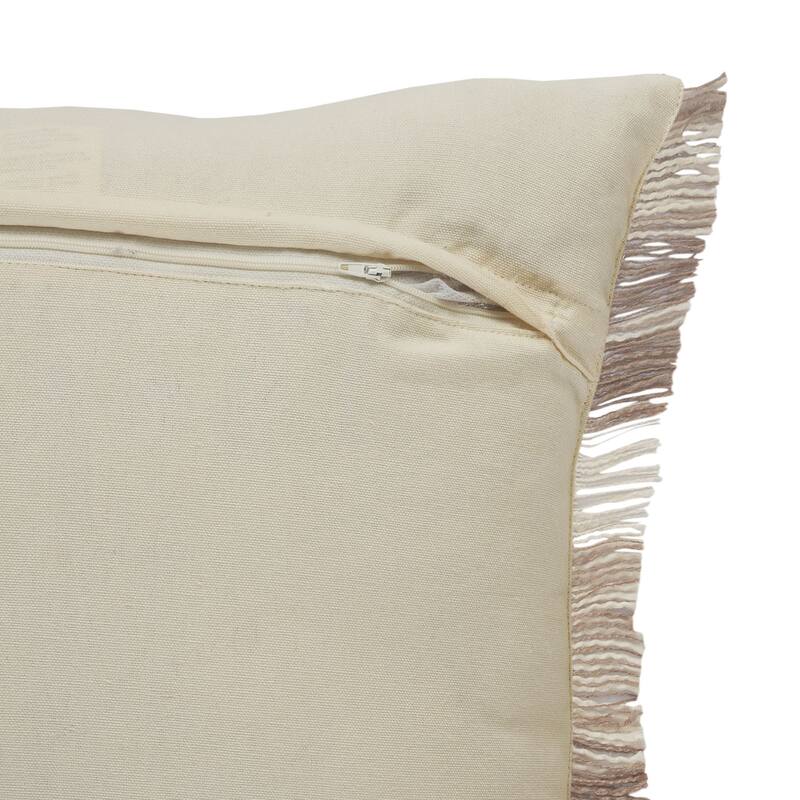 20" Tan and Beige Farmhouse Striped Square Throw Pillow