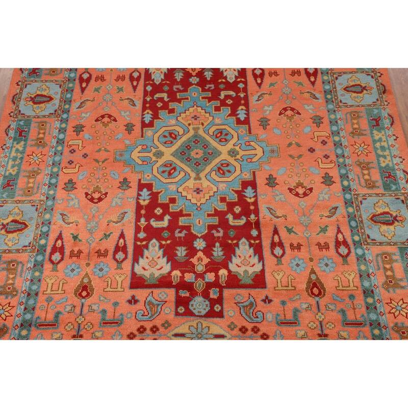 Tribal Geometric Kazak Oriental Area Rug Handmade Wool Carpet - 8'8" X 11'8"