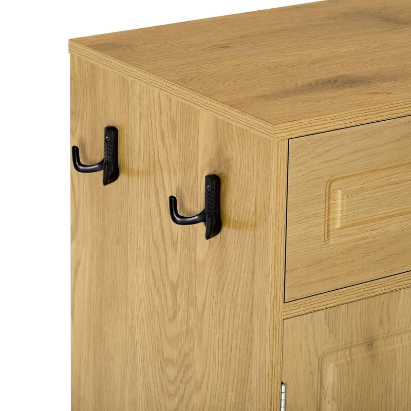 Farmhouse 59.1" Sideboard Cabinet with 3 Drawers and Open Shelf for Dining Room, Living Room, Entryway