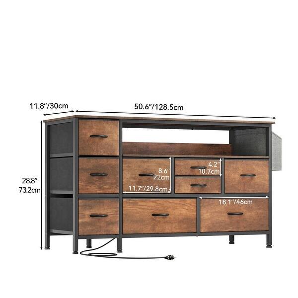9 Drawers Dresser TV Stand Fabric Dresser with Charge Station Storage - 50  inches - Bed Bath & Beyond - 42888064