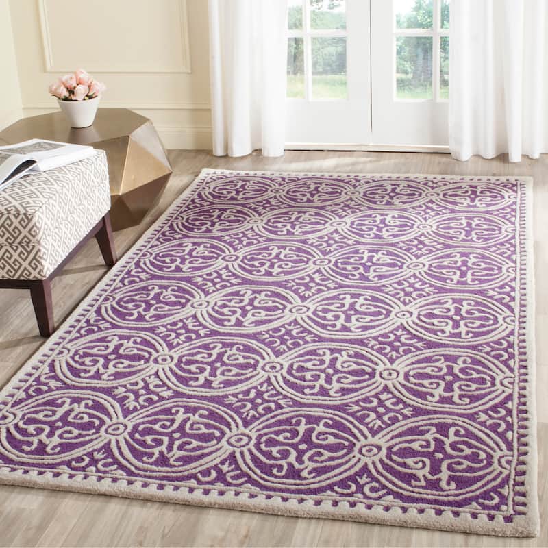 SAFAVIEH Handmade Cambridge Myrtis Moroccan Wool Rug - 10' x 14' - Purple/Ivory
