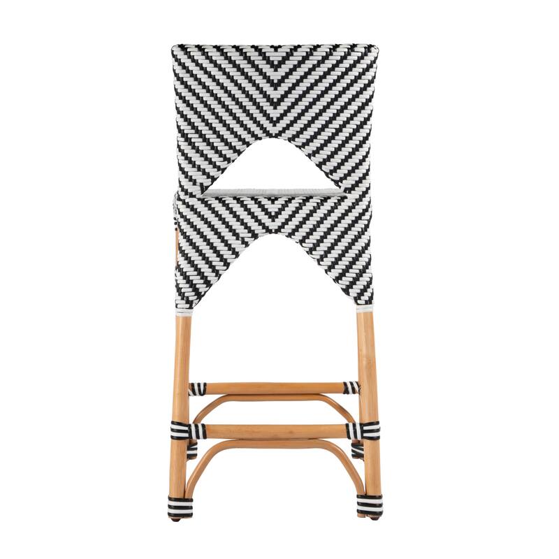 Creanly 25.25"H Seat Rattan Counter Stool with Back