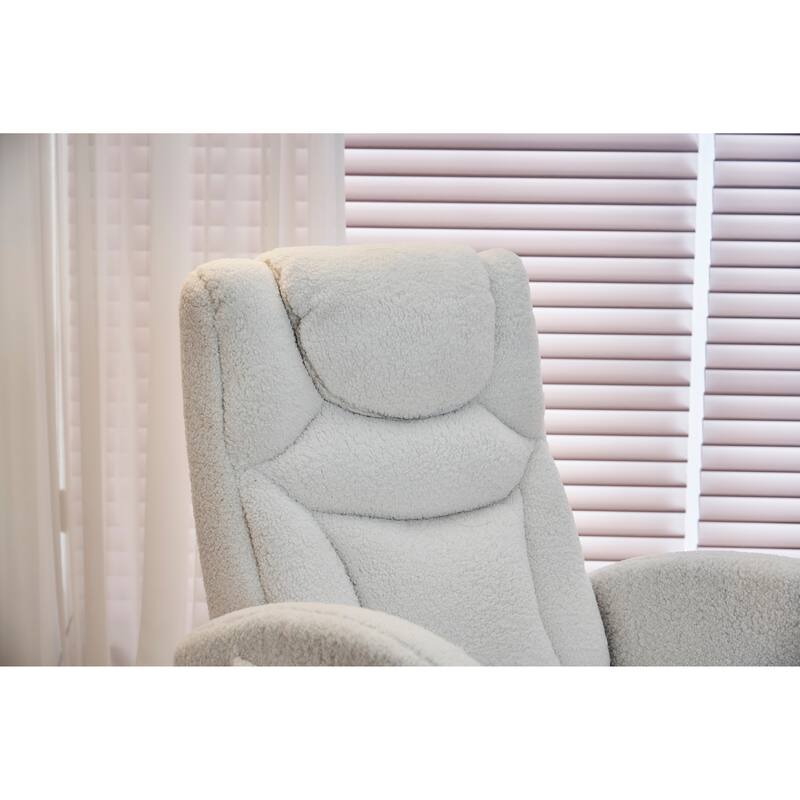 Cotton Linen Fabric Nursery Rocking Chair With Adjustable Footrest