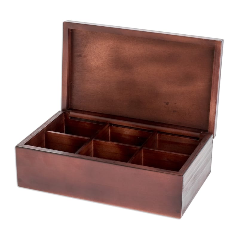 Novica Handmade Sugar Cane Visions Wood Tea Box