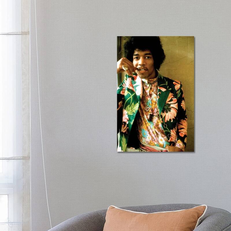 iCanvas "Jimi Hendrix Colored Floral Jacket I" by Radio Days Canvas Print - 26x18x1.5