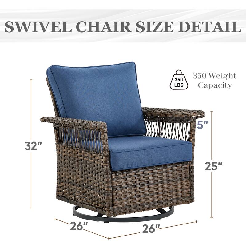 Gymojoy Outdoor Wicker Set of 2 Swivel Glider Chairs