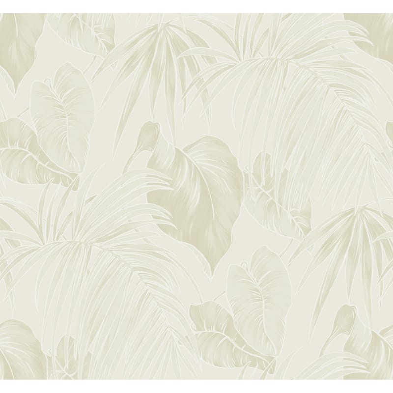 Seabrook Designs Dominica Tropical Leaf Unpasted Wallpaper - 27 in. W x 27 ft. L - Off White