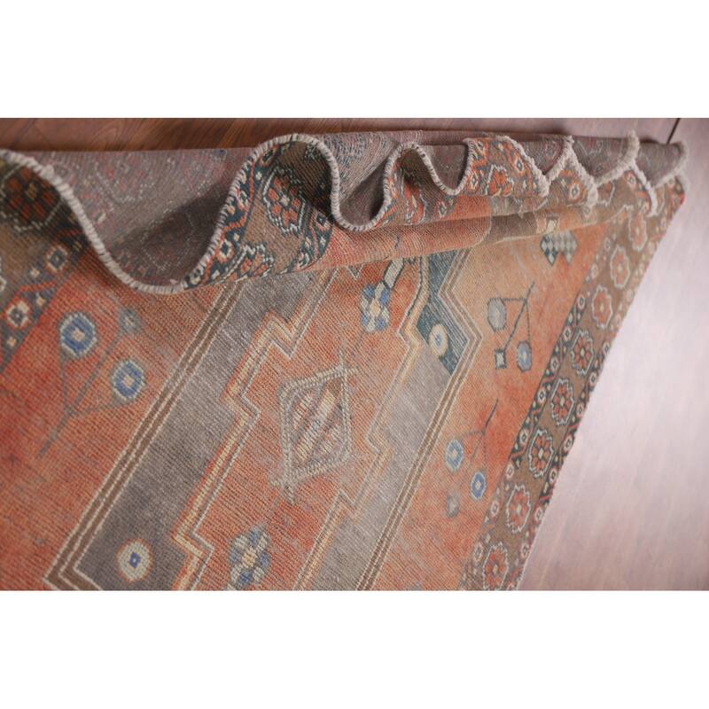 Hand Knotted Oriental 100% Wool Carpet Traditional Geometric Oranges & Rust Sirjan Area Rug - 6' 4'' X 3' 7''