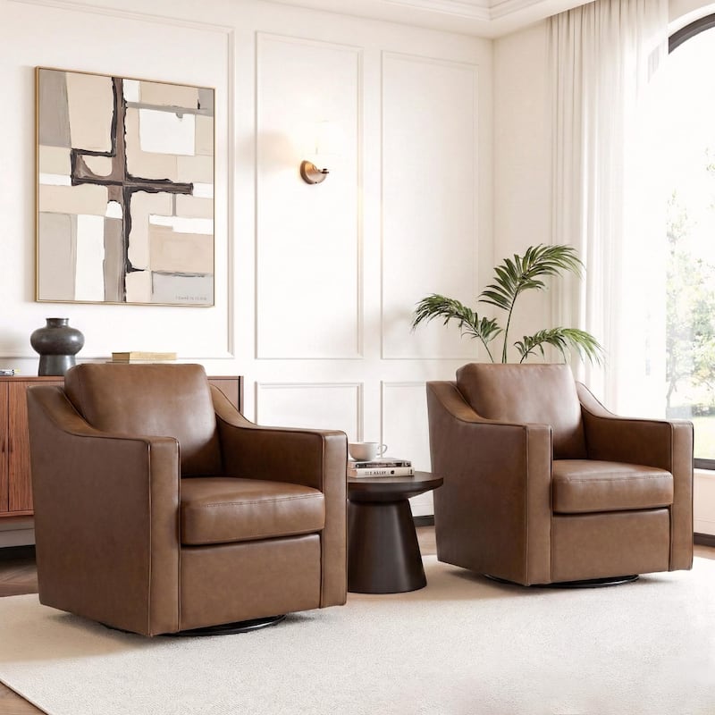 Modern Swivel Upholstered Armchair Accent chair Set of 2