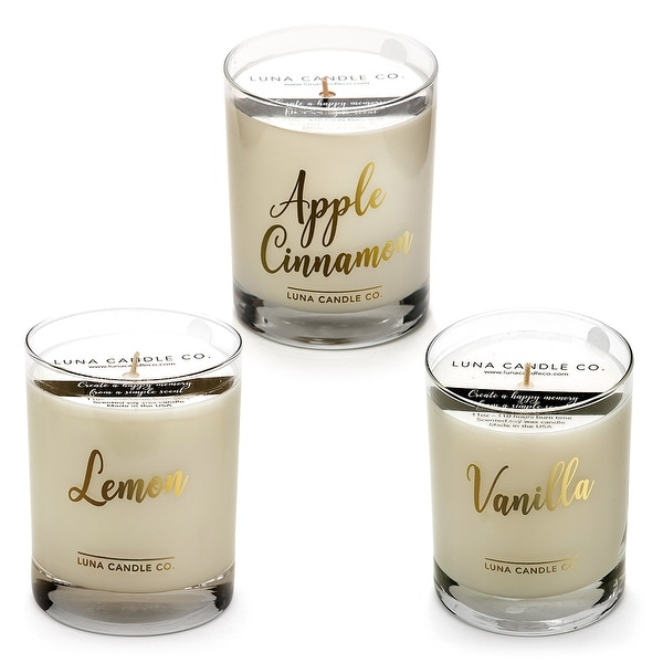 Apple Cinnamon, Vanilla and Lemon Jar Soy Candles 11 oz. (Set of 3)