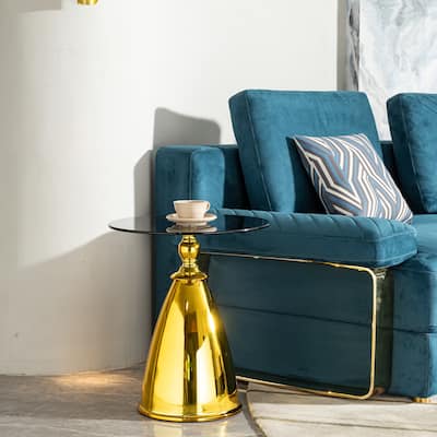 Modern Coffee Table Simple Coffee Table Stylish Side Table with Tempered Glass Table Top, for Living Room