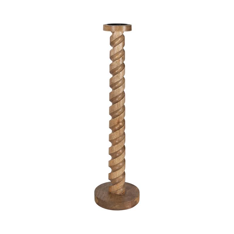 Sagebrook Home Mango Wood Spiral Candleholder - Elegant Home Decor - 8" x 8" x 30"