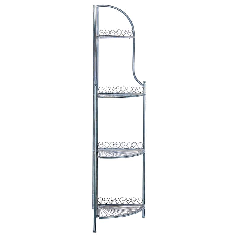 SAFAVIEH Shyla Victorian Wrought Iron 4-Tier Outdoor Corner Shelf - 14 In. W x 14 In. D x 60 In. H - 14Wx14Dx60H