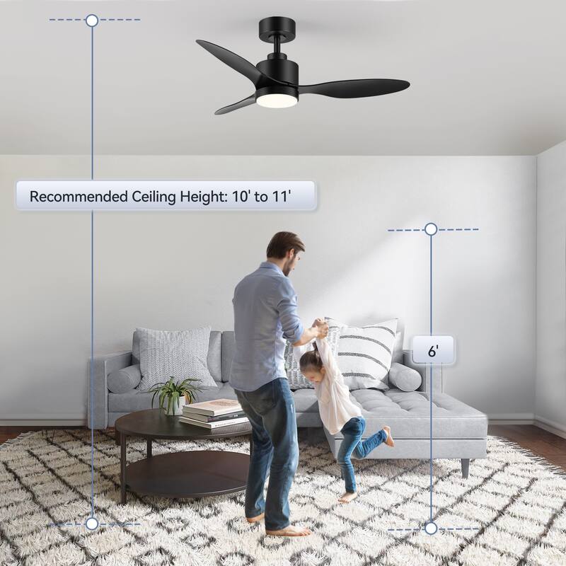 52"/42" Black/Gold LED Ceiling Fan with Lights Remote(3-Blade)