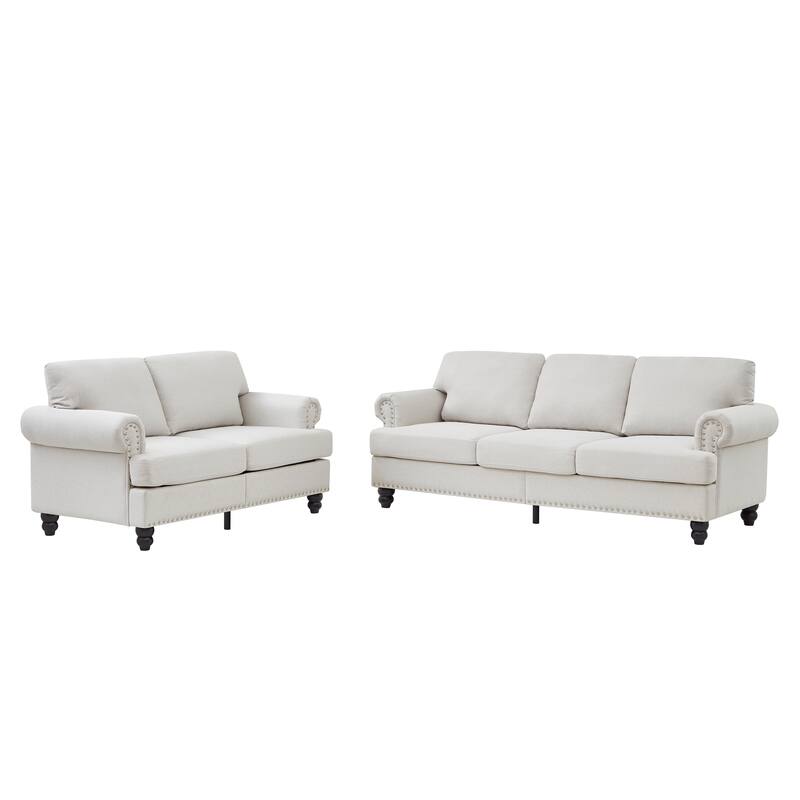Deep Seat Storage Sofa Set of 2 with Loveseat and 3 Seater Couch