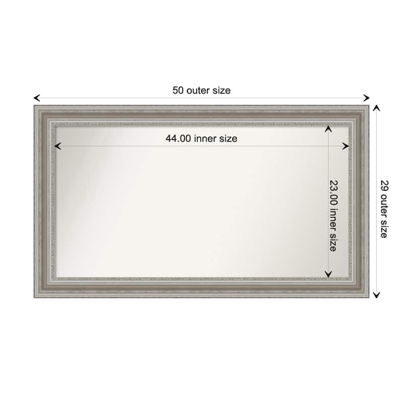 Parlor Silver Framed Non-Beveled Custom Wall Mirror, Bathroom Vanity Mirror - Outer Size: 49.5 x 28.5