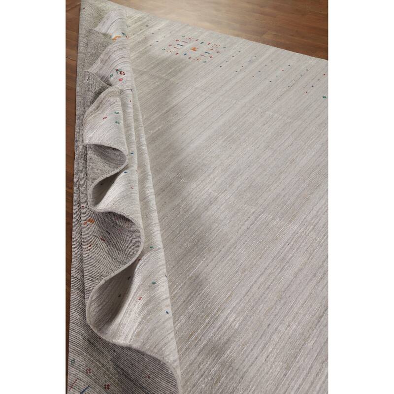 Hand Knotted Oriental 100% Wool Carpet Tribal Tribal Beige & Ivories Gabbeh Area Rug - 9' 10'' X 7' 9''