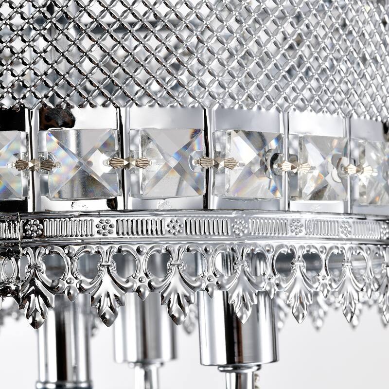 52'' Classical Crystal Ceiling Fan Lamp 5 Reversible Blades,Chrome(Hand Pull Chain)