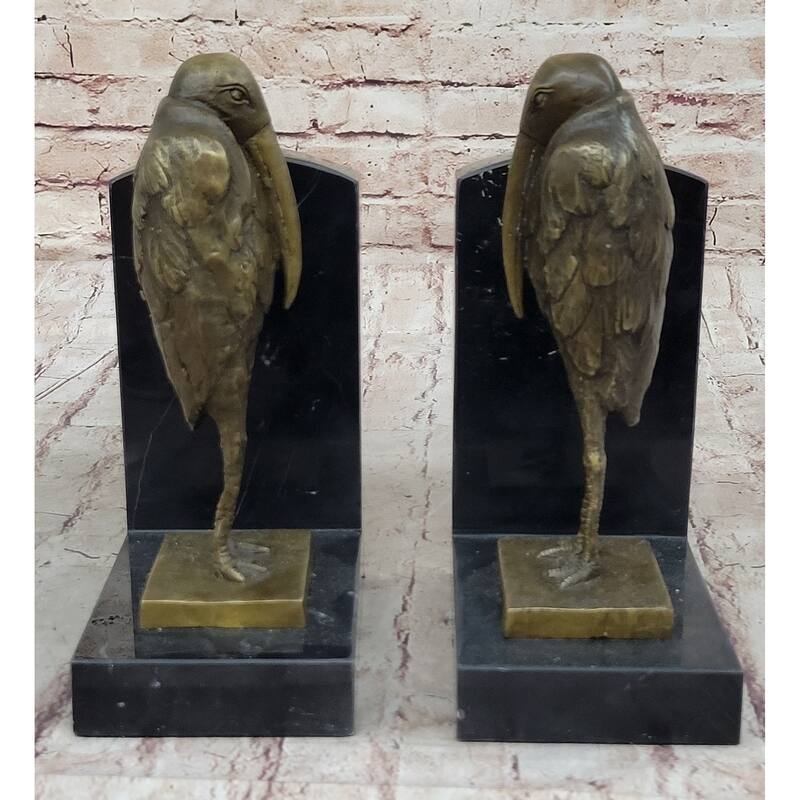 Salvador Dali Pair Pelican Bookends Book Ends Bronze Bird Lover Sculpture Statue