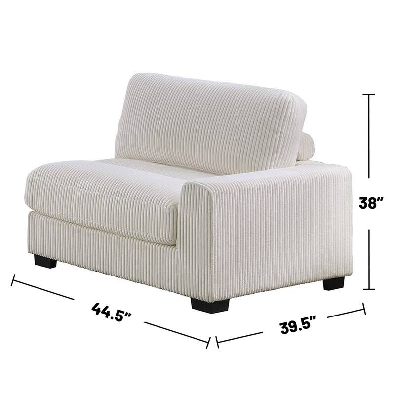 Beige Wide-Welt Corduroy Upholstered Modular Piece