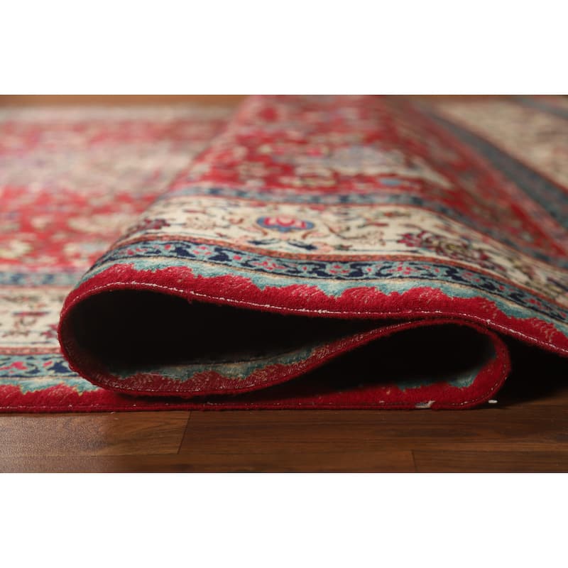 Hand Knotted Oriental 100% Wool Carpet Traditional Floral Red Tabriz Area Rug - 11' 3'' X 8' 1''