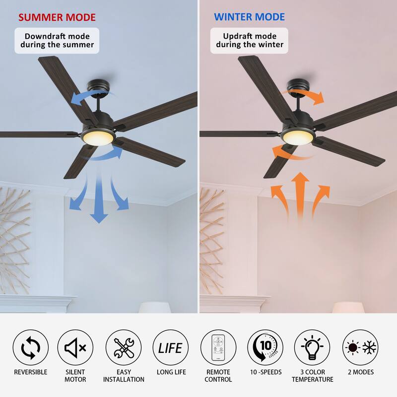 CARRO livingston 60-inch Indoor Ceiling Fan with Dimmable LED Light and Remote - N/A