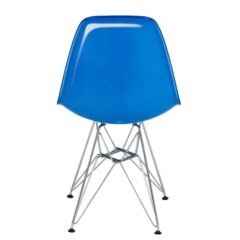 LeisureMod Cresco Molded 2-Tone Eiffel Side Chair - White Blue - 17"L x 18.4"W x 32"H
