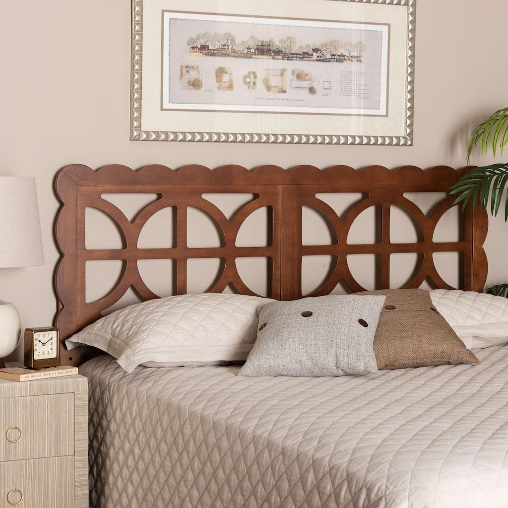Nansen Wood Headboard with Scalloped Frame - Geometric Cutout Decorative Panel for Bed Frame, Modern Coastal Bedroom Accent