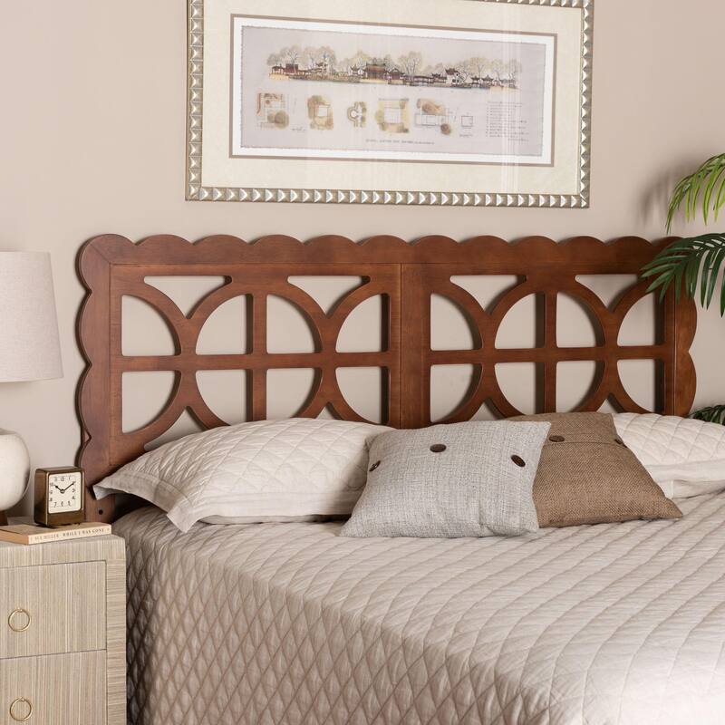 Nansen Wood Headboard with Scalloped Frame - Geometric Cutout Decorative Panel for Bed Frame, Modern Coastal Bedroom Accent