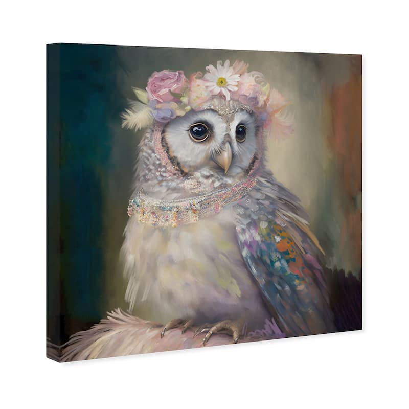 Wynwood Studio Canvas Animals Owlette III Gray and Light Pink Traditional Wall Art Canvas Print - Gray, Pink