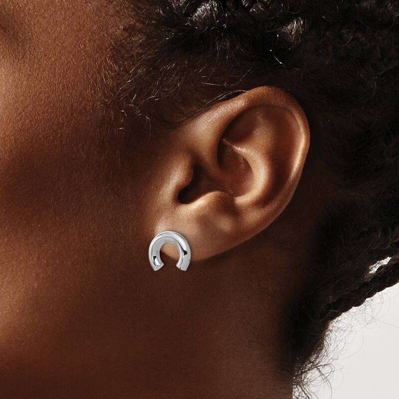 Curata 14k White Gold Polished U Shape Tube Post Earrings - 11.7x12.2mm